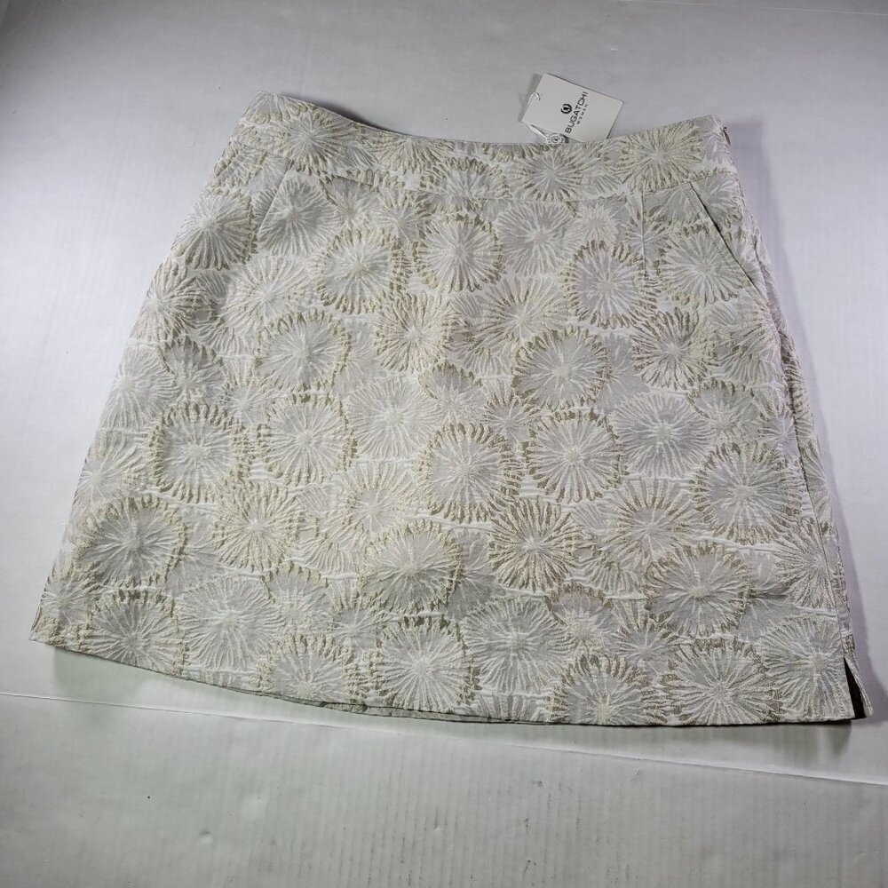 Bugatchi Women Ivory Professional Casual Floral Embroidered Skirt Size 6